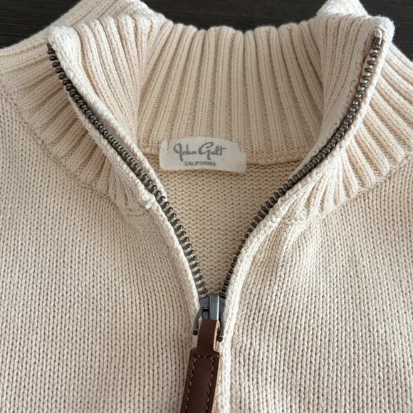 Brandy Melville Cream and Black Striped 1/4 Zip-Sweater - Picture 2 of 5